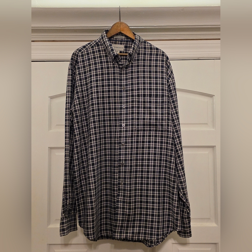 Cutter & Buck Men's Black and White Checkered Shirt